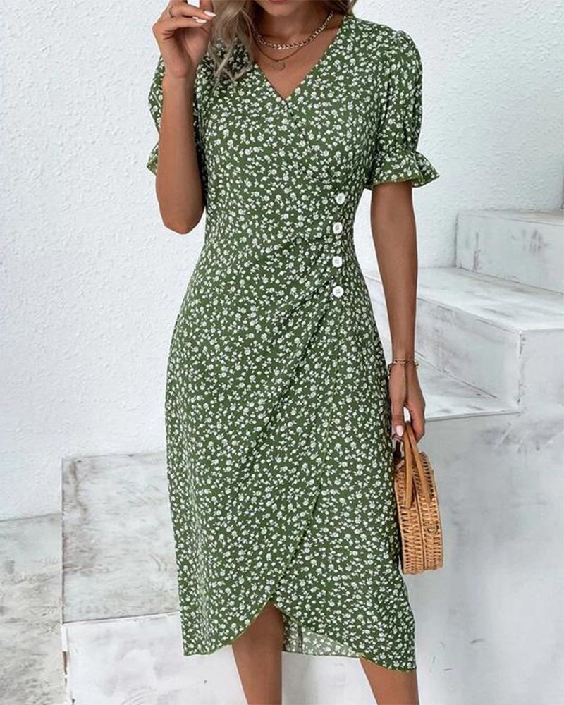 Floral Summer Midi Dress Elegant Women's Occasion Dress