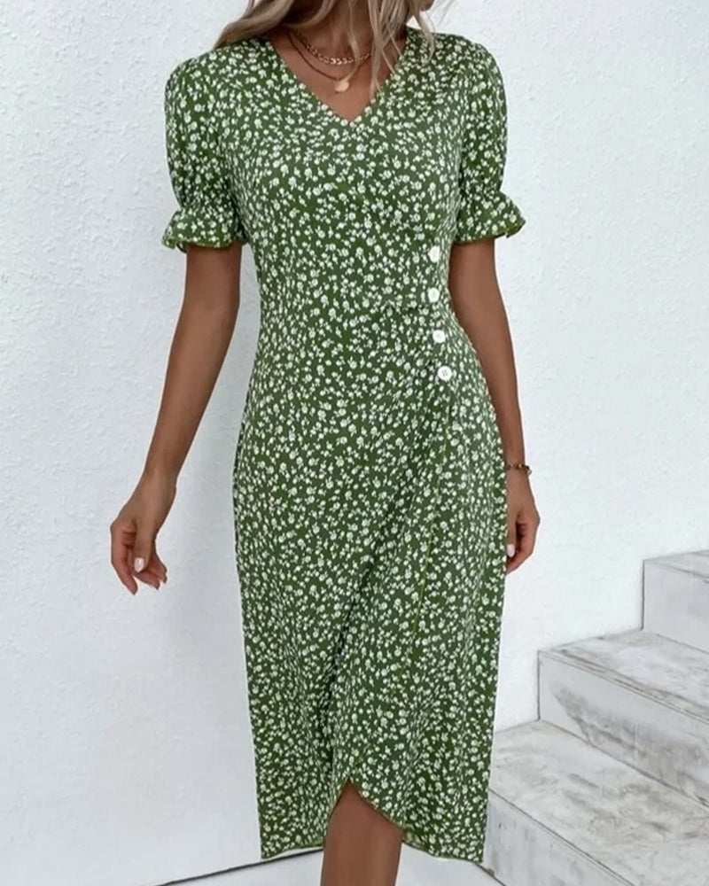 Floral Summer Midi Dress Elegant Women's Occasion Dress