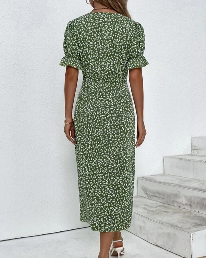 Floral Summer Midi Dress Elegant Women's Occasion Dress