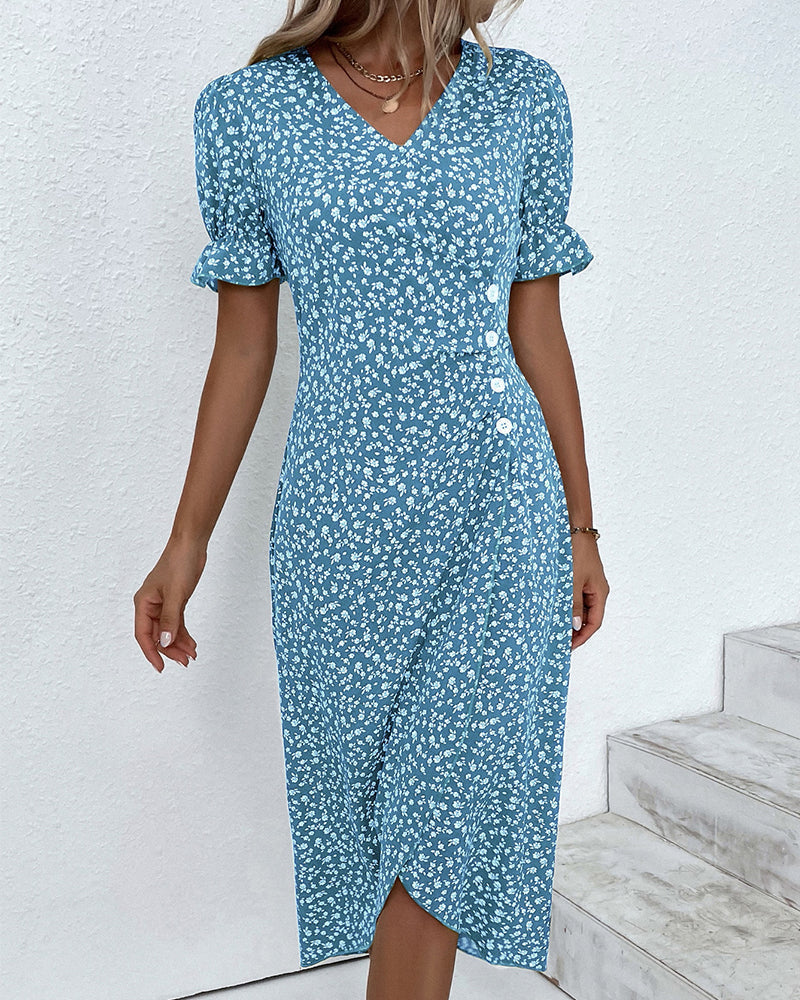 Floral Summer Midi Dress Elegant Women's Occasion Dress