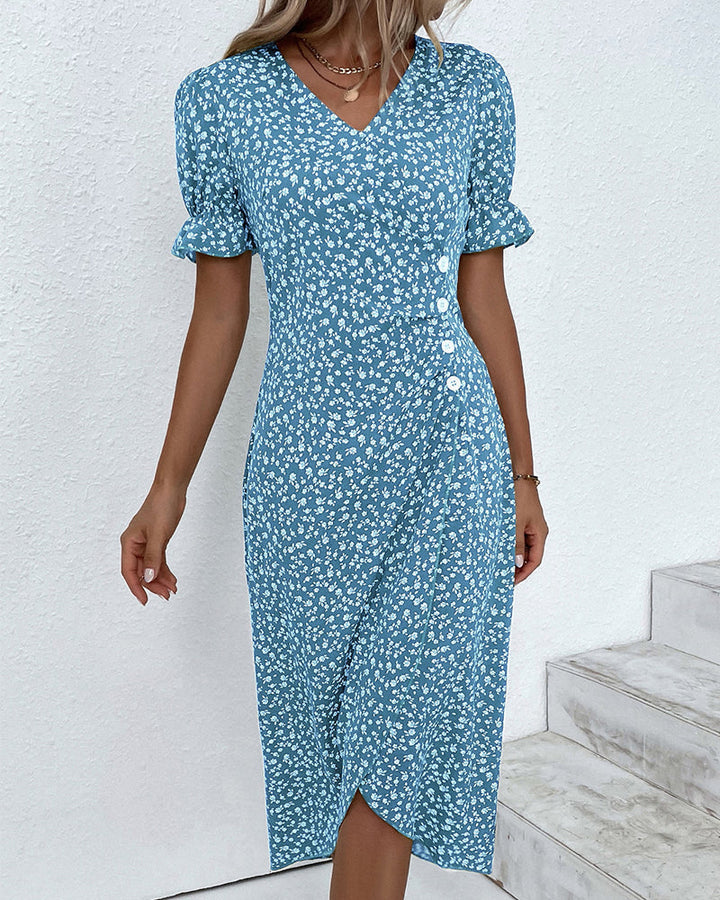 Floral Summer Midi Dress Elegant Women's Occasion Dress