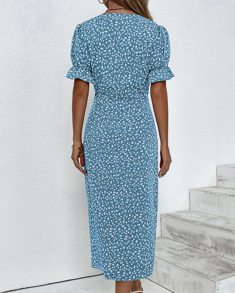 Floral Summer Midi Dress Elegant Women's Occasion Dress