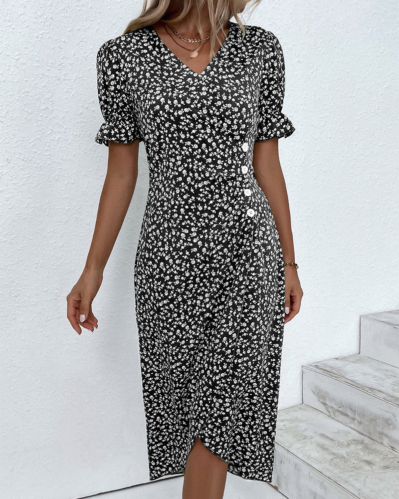 Floral Summer Midi Dress Elegant Women's Occasion Dress
