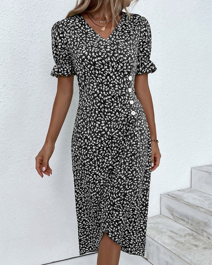 Floral Summer Midi Dress Elegant Women's Occasion Dress