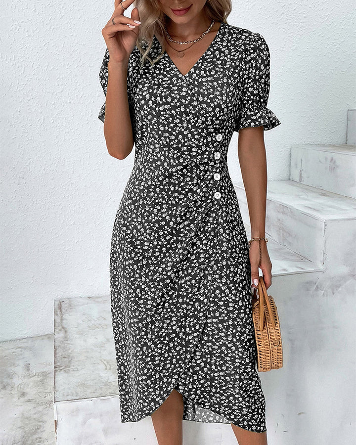 Floral Summer Midi Dress Elegant Women's Occasion Dress