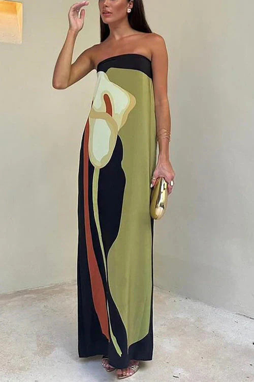 Strapless Maxi Dress with Print