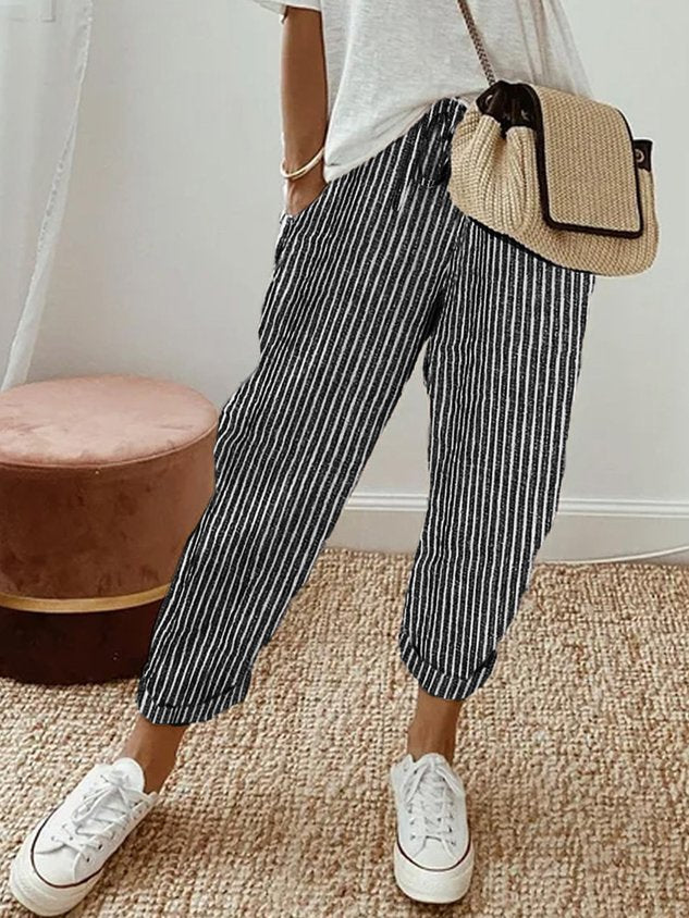 Drawstring Linen Trousers Comfy Women's Summer Pants