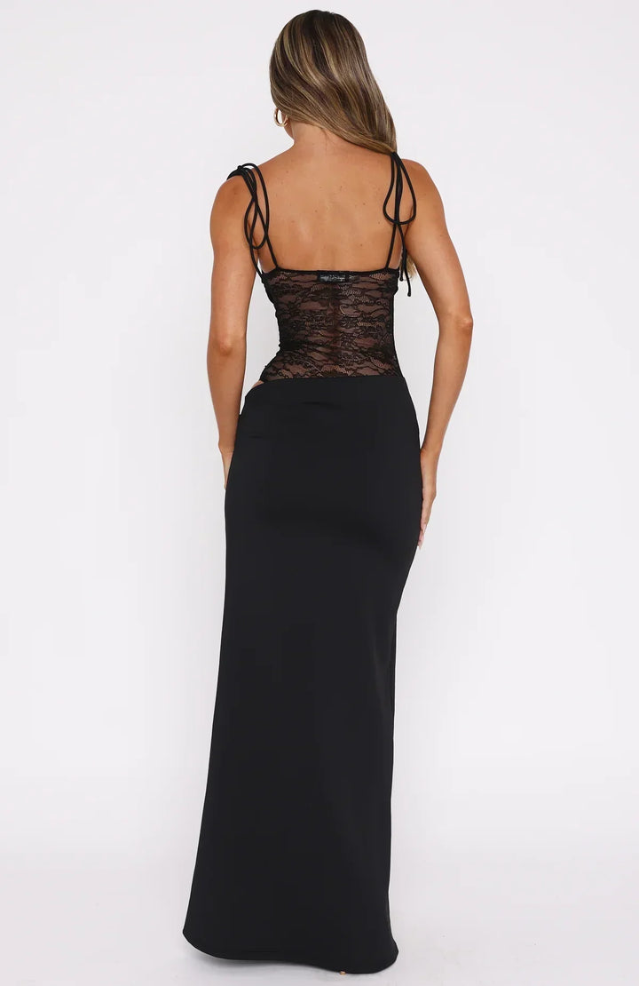 Figure-hugging dress with lace and lace-up straps