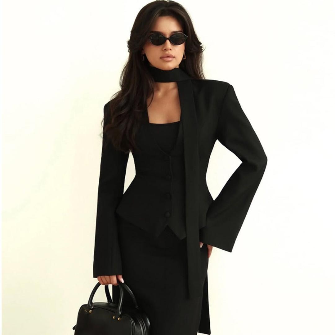 Stylish Women's Formal Blazer With Scarf