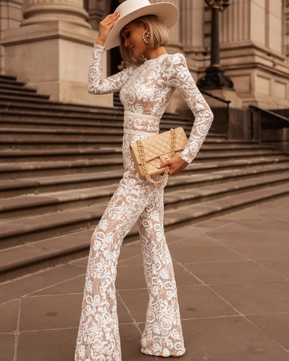 Glitter Style Wide-Leg Jumpsuit - Evening Occasion Outfit