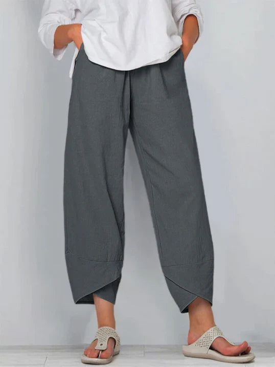 Wide Leg Tulip Hem Trousers High-Waist Women's Pants