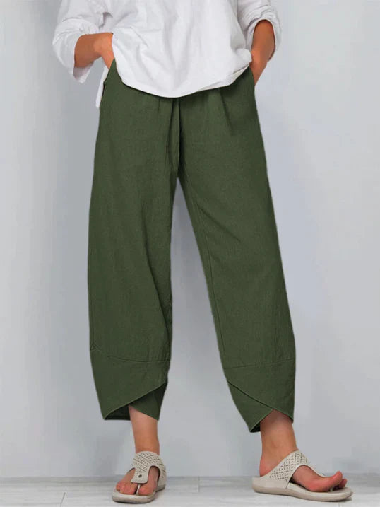 Wide Leg Tulip Hem Trousers High-Waist Women's Pants