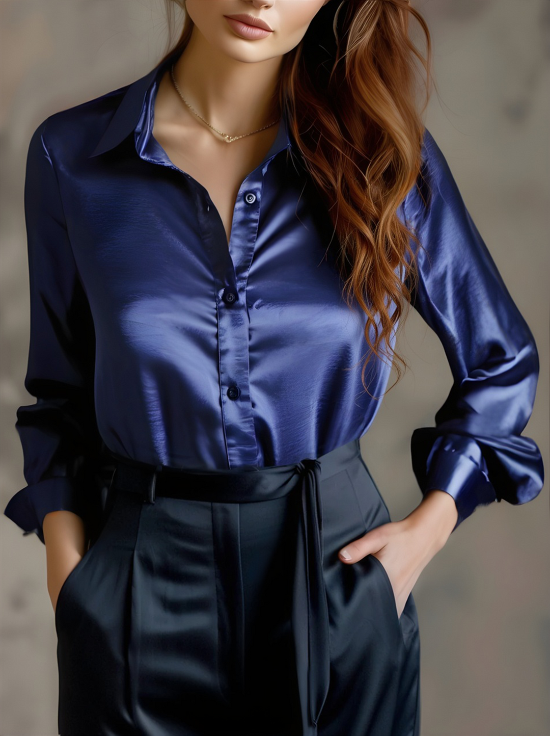 Long Sleeves Slim Fit Blouse Work Everyday Blouse