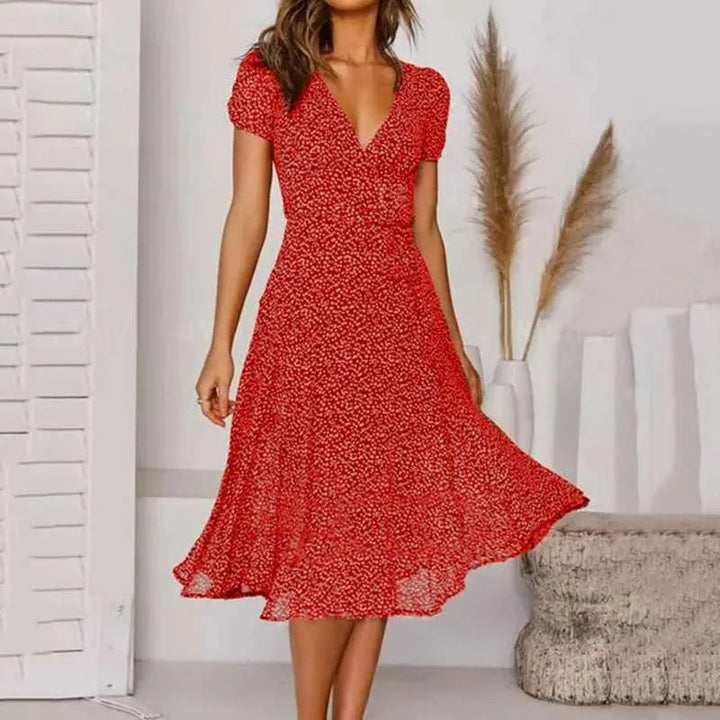Midi Length Short Sleeves Dress Elegant Everyday Dress