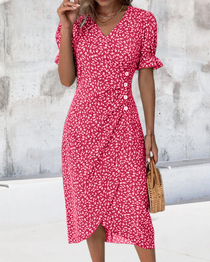 Floral Summer Midi Dress Elegant Women's Occasion Dress