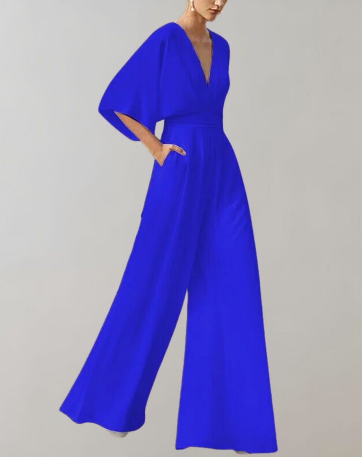 Wide-Leg Women's Jumpsuit – Sleeveless V-Neck Evening Wear