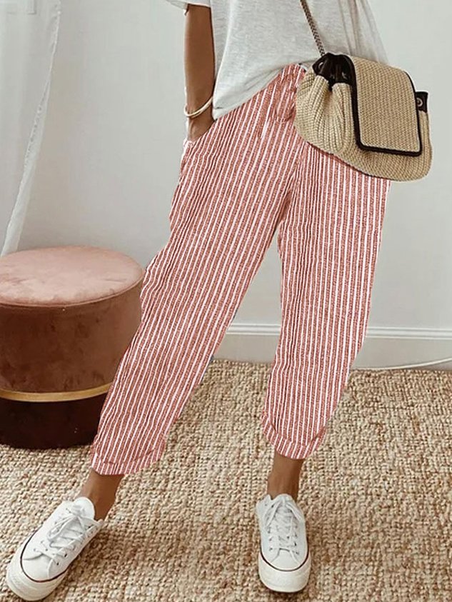 Drawstring Linen Trousers Comfy Women's Summer Pants