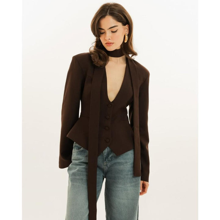 Stylish Women's Formal Blazer With Scarf