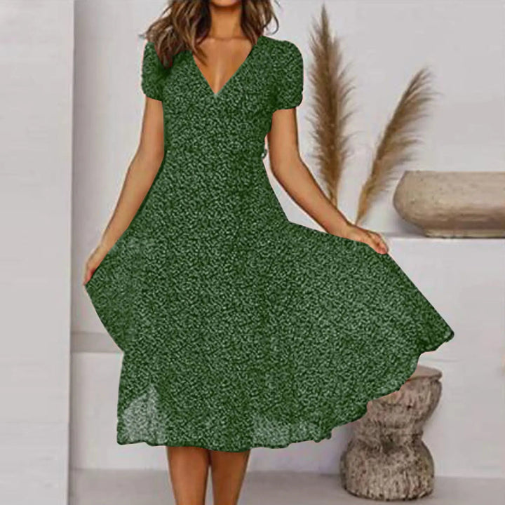 Midi Length Short Sleeves Dress Elegant Everyday Dress