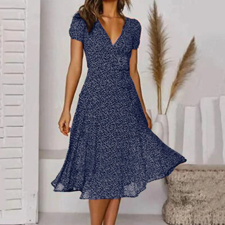 Midi Length Short Sleeves Dress Elegant Everyday Dress