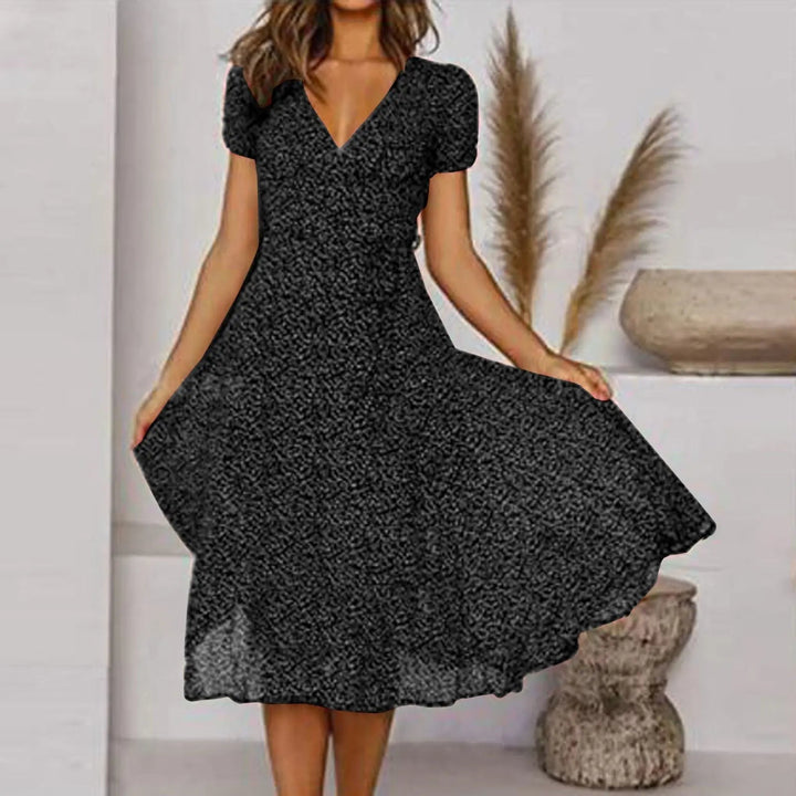 Midi Length Short Sleeves Dress Elegant Everyday Dress