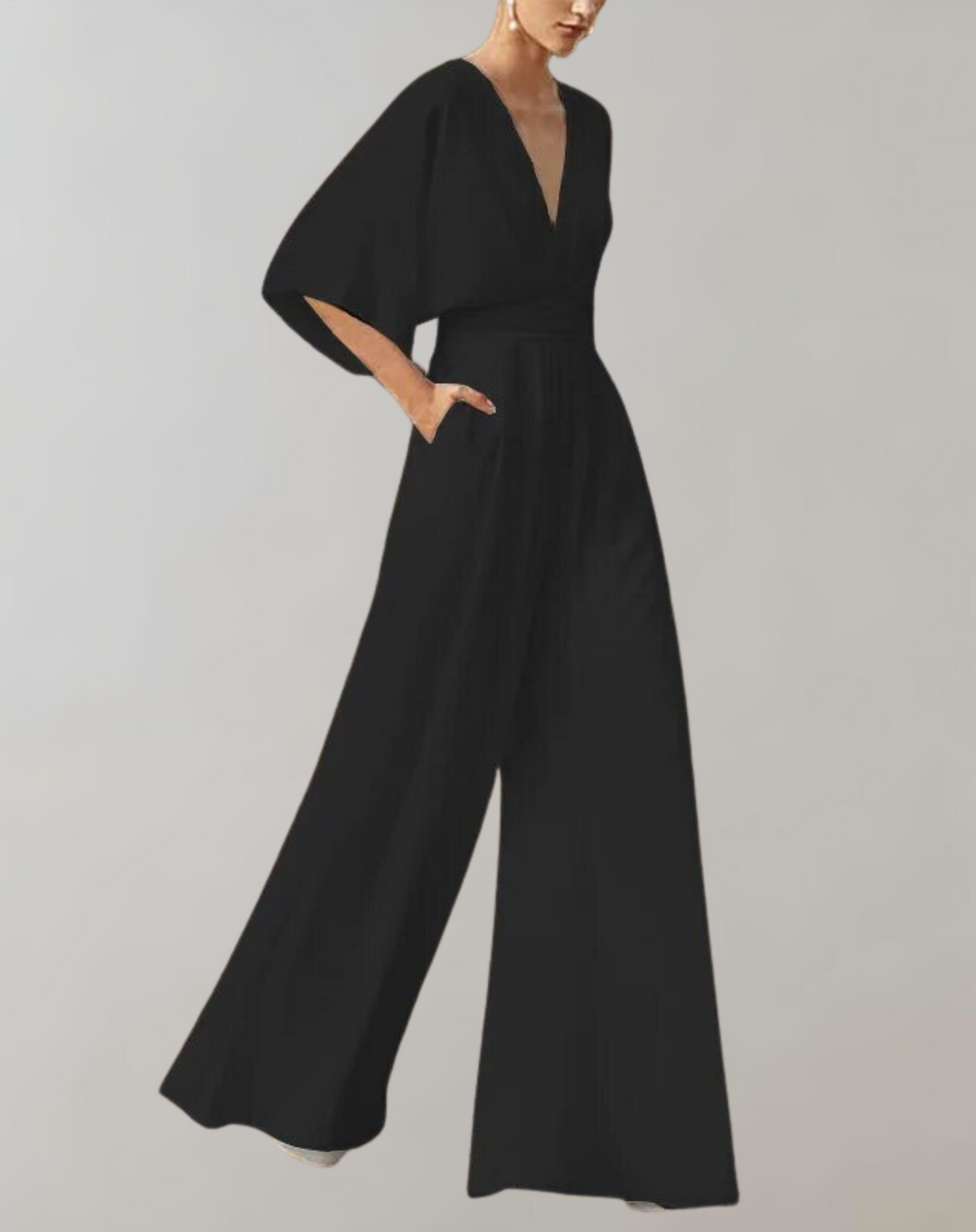 Wide-Leg Women's Jumpsuit – Sleeveless V-Neck Evening Wear