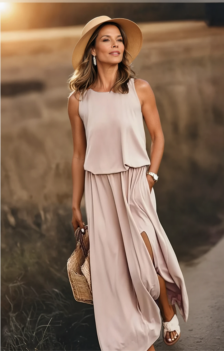 Round Neck Sleeveless Summer Dress Elegant Women's Dress