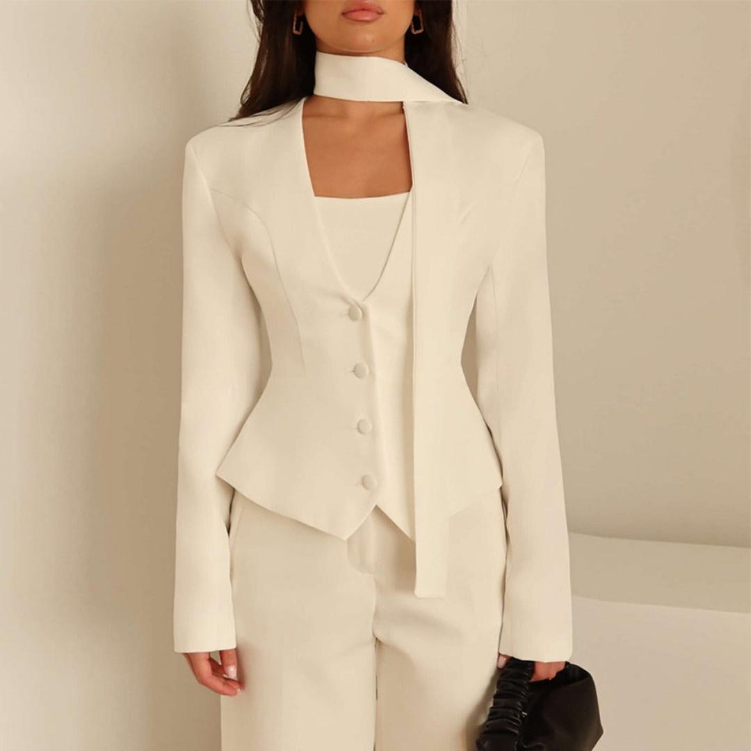 Stylish Women's Formal Blazer With Scarf