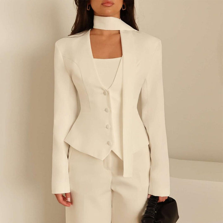 Stylish Women's Formal Blazer With Scarf