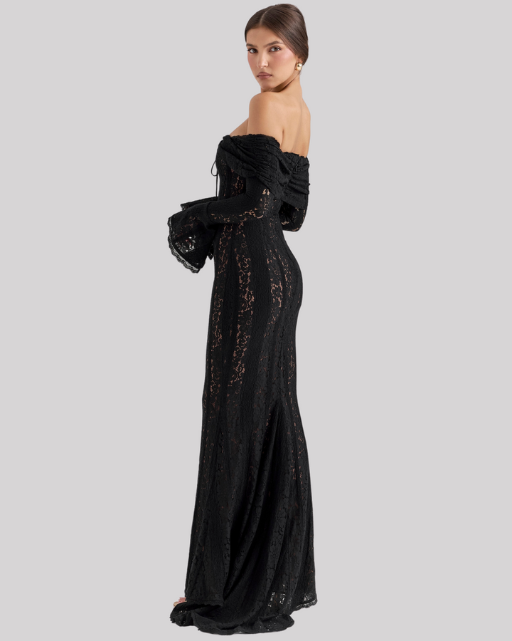 Luxe Off-Shoulder Maxi Dress in Lace