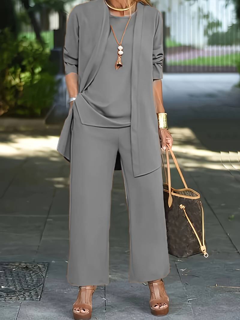 Women's Elegant Open-Front 3-Piece Set