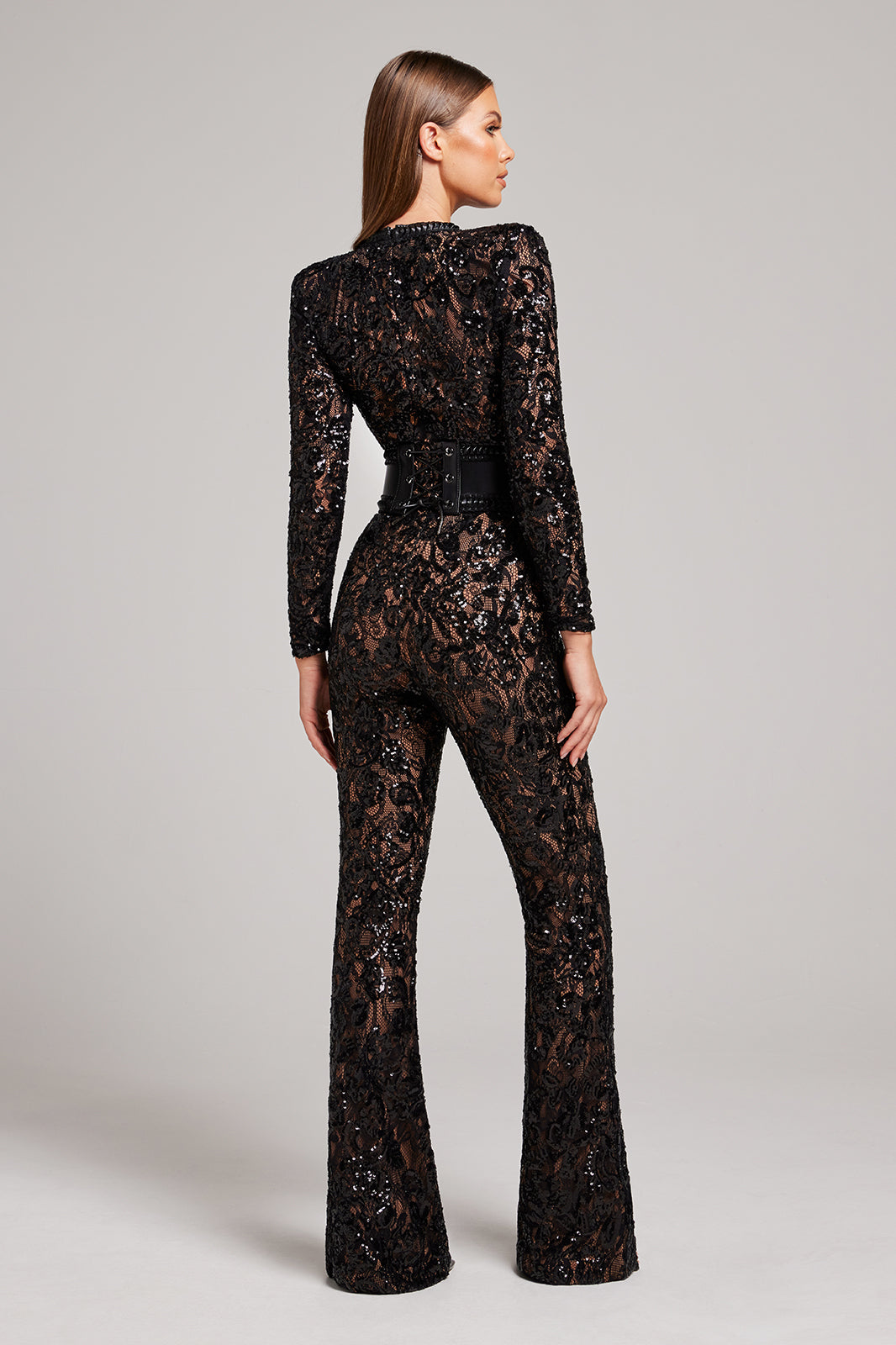 Glitter Style Wide-Leg Jumpsuit - Evening Occasion Outfit