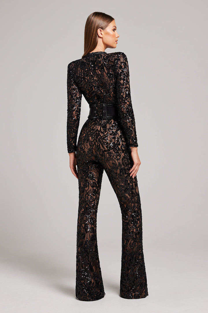Glitter Style Wide-Leg Jumpsuit - Evening Occasion Outfit