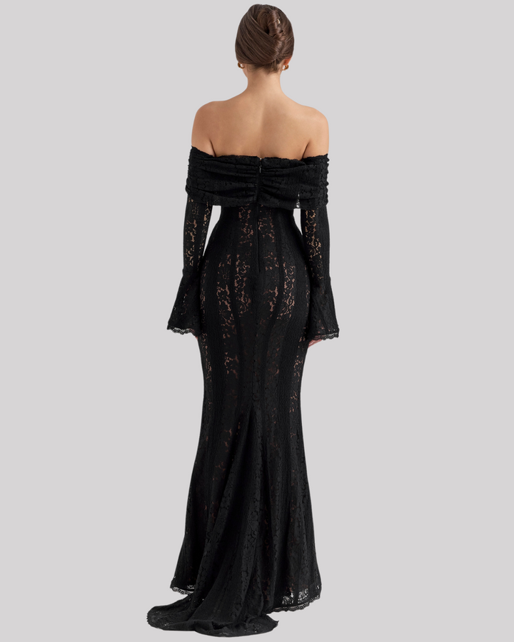 Luxe Off-Shoulder Maxi Dress in Lace