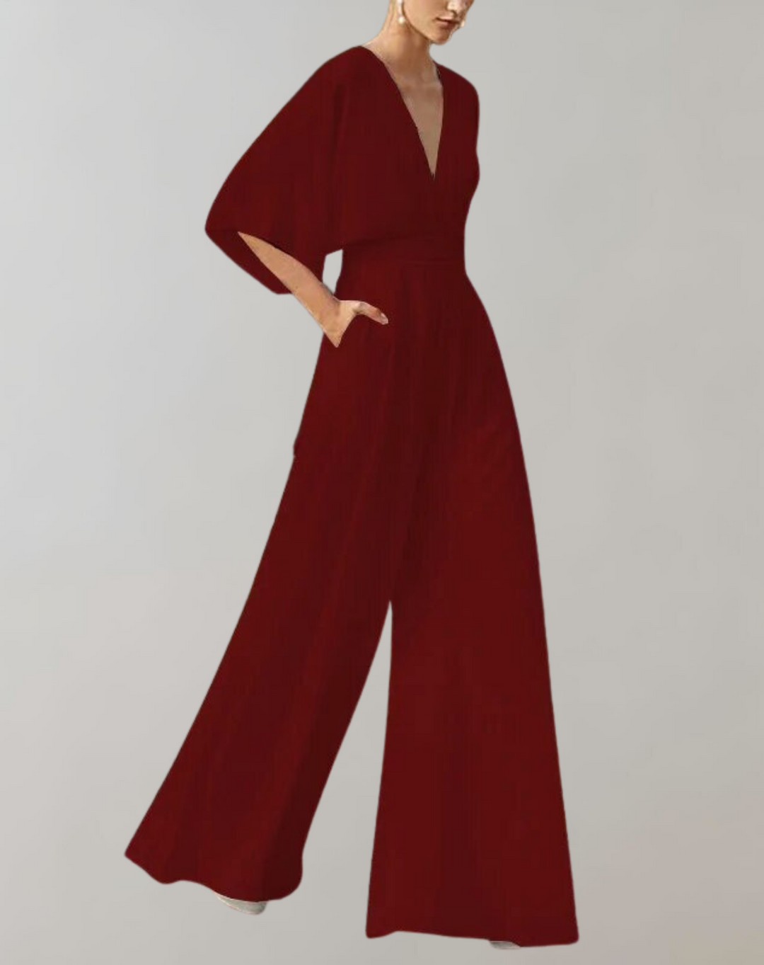 Wide-Leg Women's Jumpsuit – Sleeveless V-Neck Evening Wear