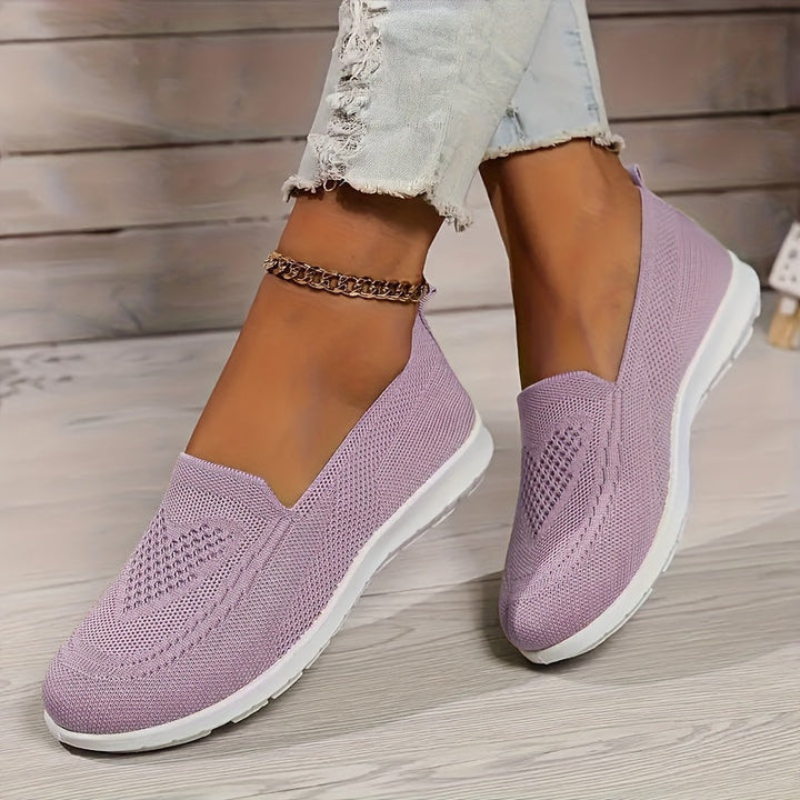 Women's Breathable Knit Slip-On Walking Shoes