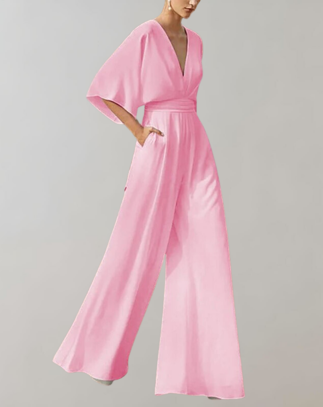 Wide-Leg Women's Jumpsuit – Sleeveless V-Neck Evening Wear