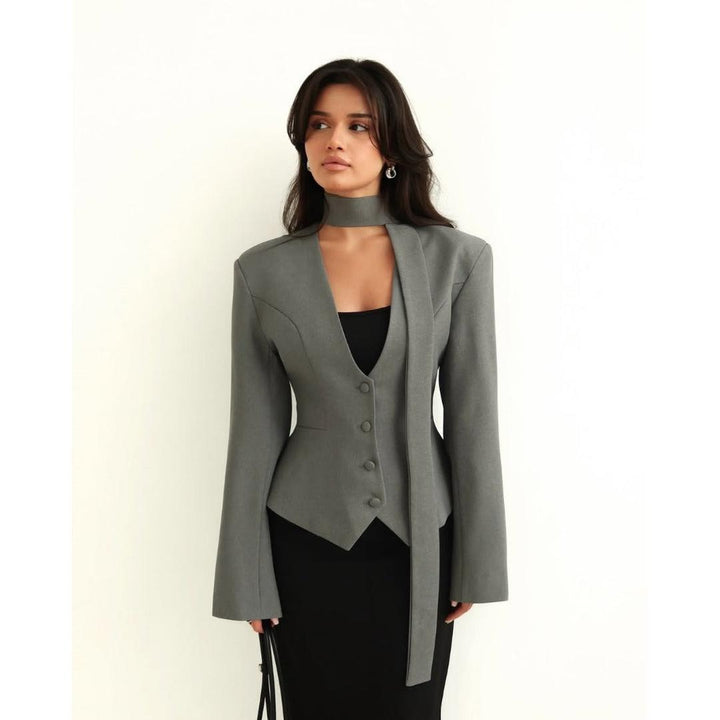 Stylish Women's Formal Blazer With Scarf