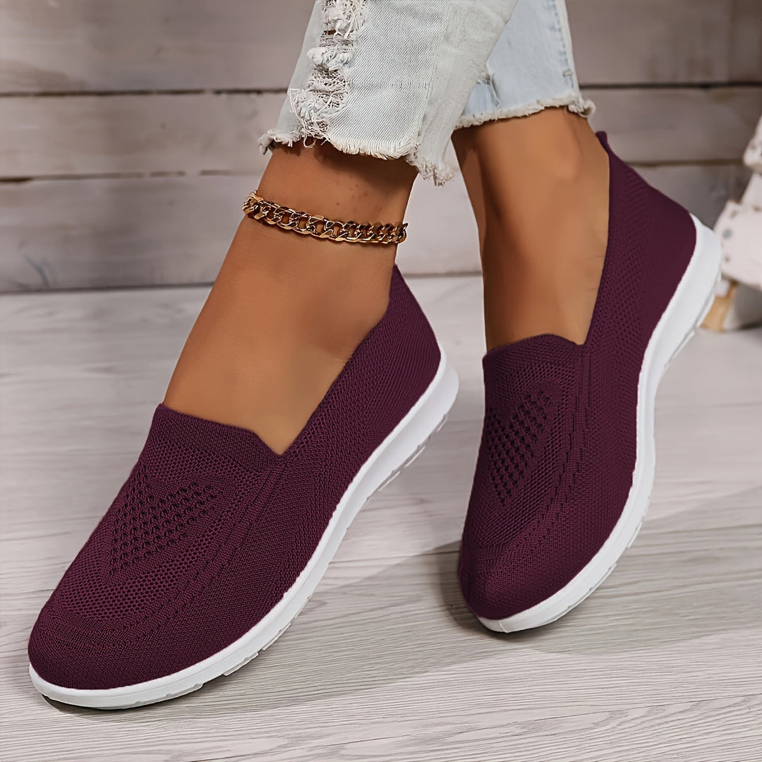 Women's Breathable Knit Slip-On Walking Shoes