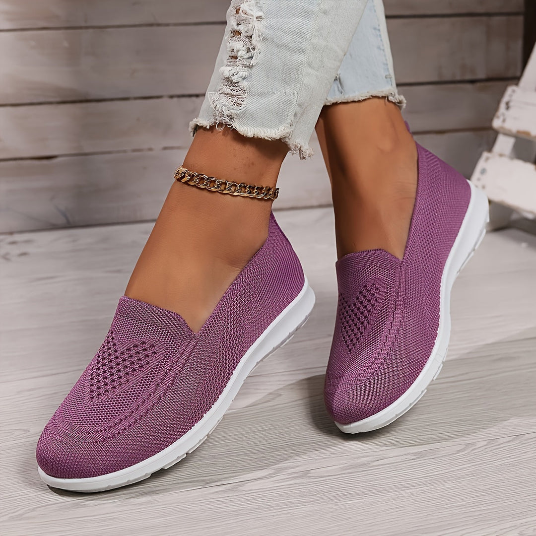 Women's Breathable Knit Slip-On Walking Shoes