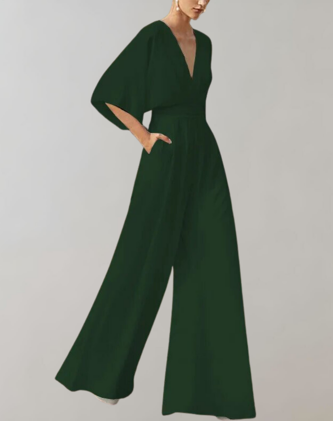 Wide-Leg Women's Jumpsuit – Sleeveless V-Neck Evening Wear