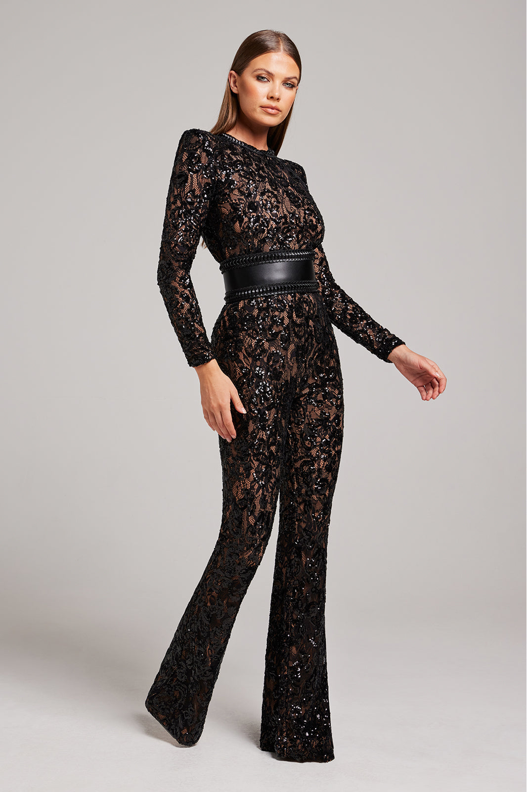 Glitter Style Wide-Leg Jumpsuit - Evening Occasion Outfit