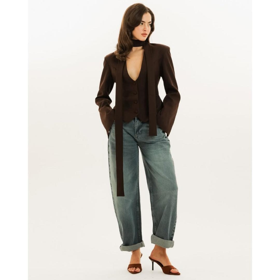 Stylish Women's Formal Blazer With Scarf