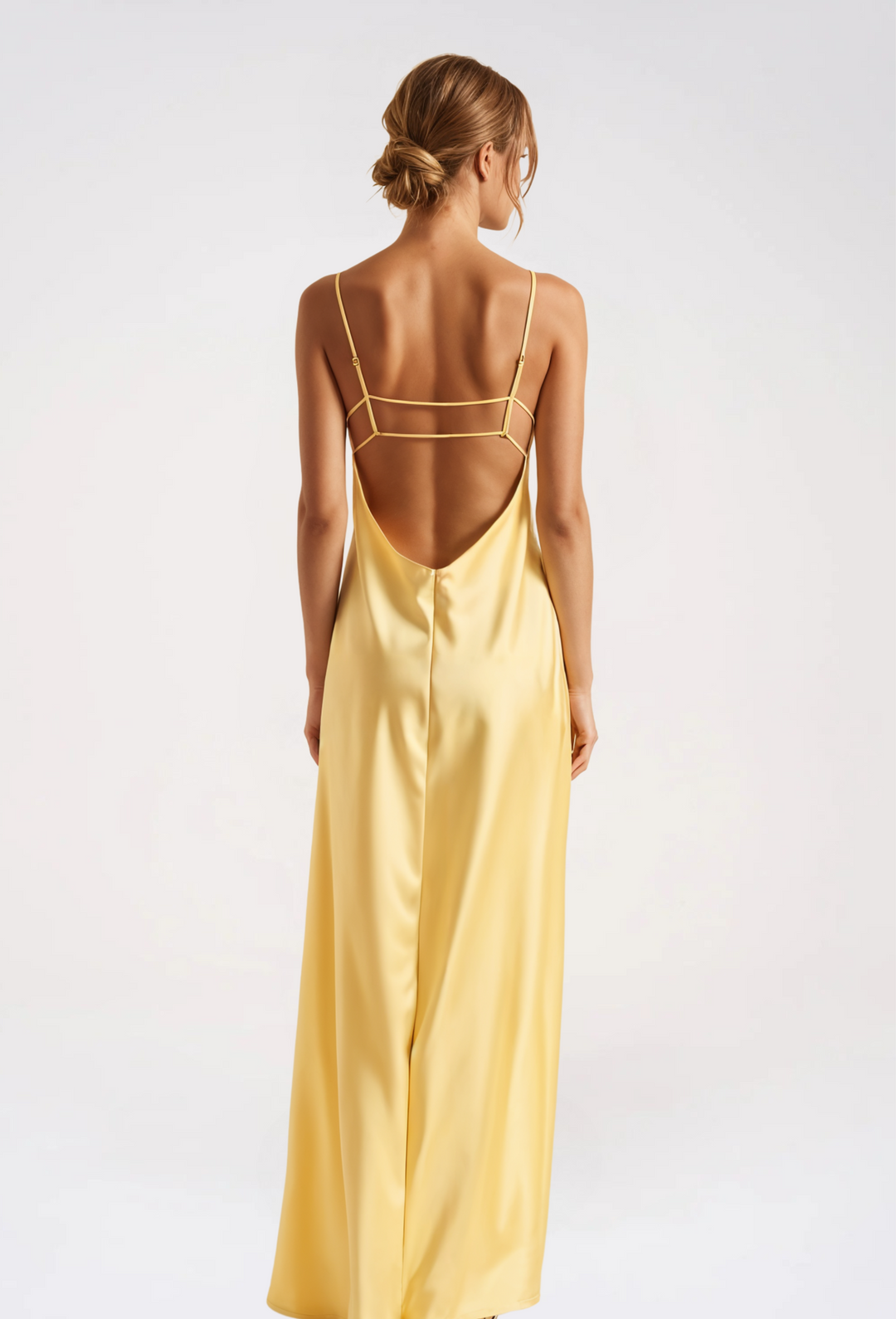 Satin Slip Design Maxi Dress with Spaghetti Straps