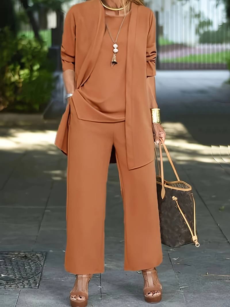Women's Elegant Open-Front 3-Piece Set