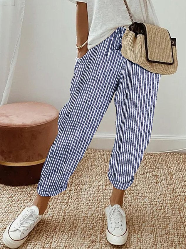 Drawstring Linen Trousers Comfy Women's Summer Pants