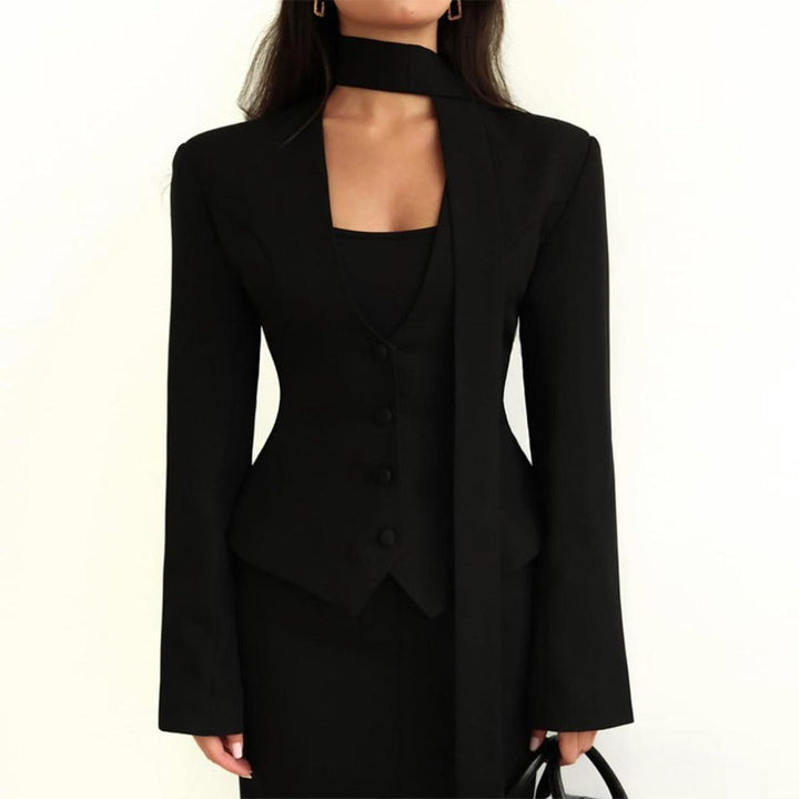 Stylish Women's Formal Blazer With Scarf