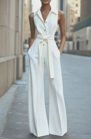 Women’s Relaxed Fit Wide-Leg Jumpsuit Sleeveless Summer Romper