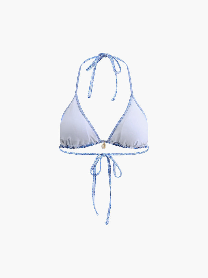 Halter Bikini Set – Stylish with Blue Print