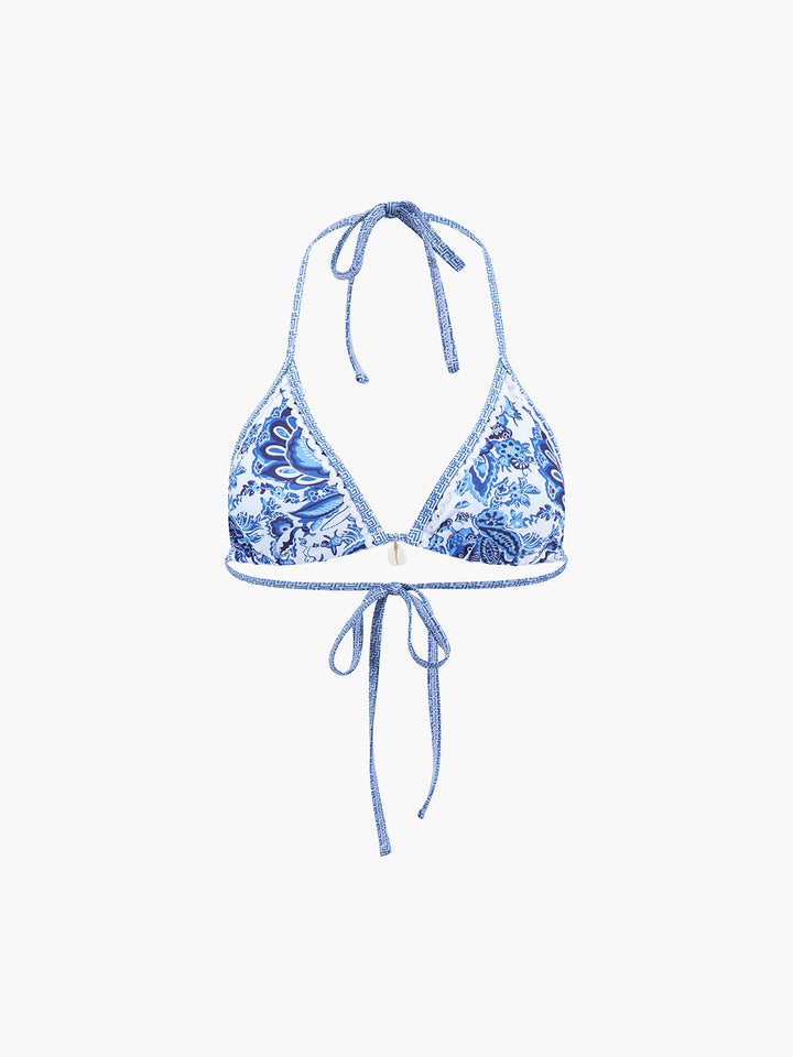 Halter Bikini Set – Stylish with Blue Print